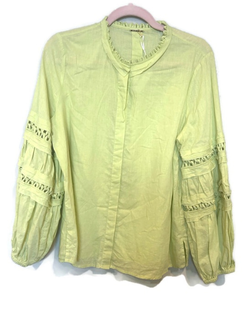 Elie Tahari Linen Cotton Statement Sleeves Button front Top Blouse - Picture 1 of 5